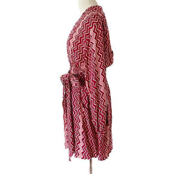 Natalie Martin Nico L/S Mini hand dyed batik wrap dress red pink size medium M - Picture 7 of 16